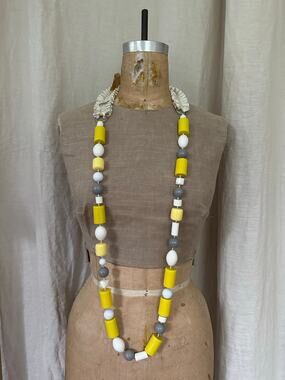 Designer Justin Giunta Subversive Massive Statement Long Yellow white Necklace
